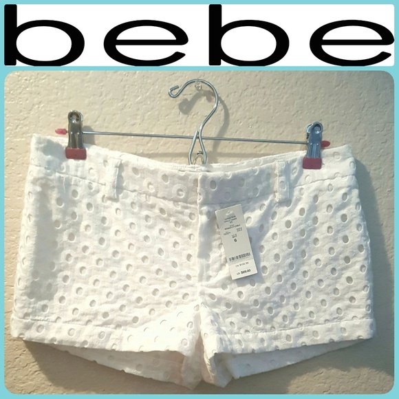 🏝🌼bebe~ White Eyelet Shorts. *NWT - Picture 2 of 6